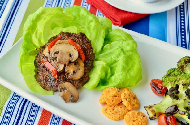 highkey bunless burger recipe with cheese crunch and grilled brocolli