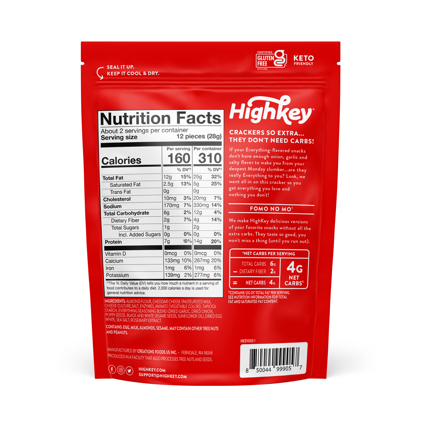 Almond Flour Crackers: Everything (6 Pack - 2 oz bags)