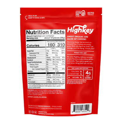 HighKey almond flour cheddar crackers keto friendly gluten free low carb