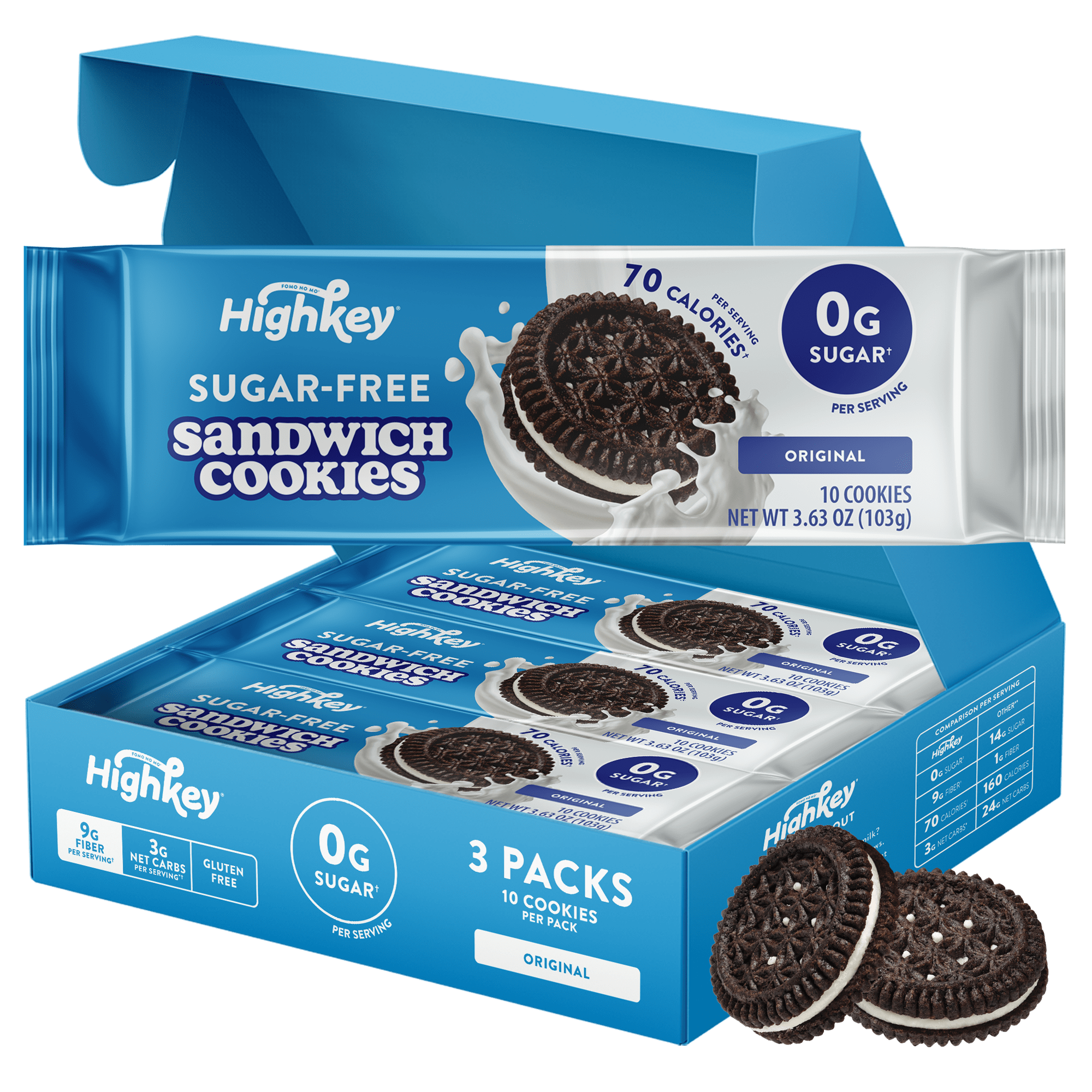 Sugar Free Sandwich Cookies (3 Packs of 10 Cookies)